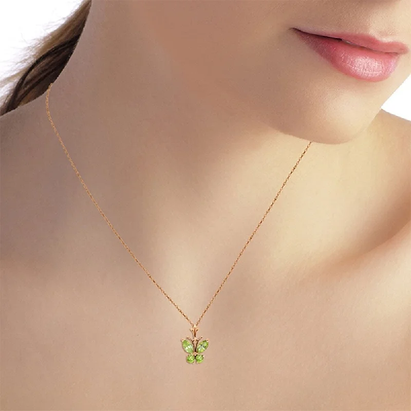 minimalist silver chain necklace-0.6 Carat 14K Rose Gold Butterfly Necklace Peridot