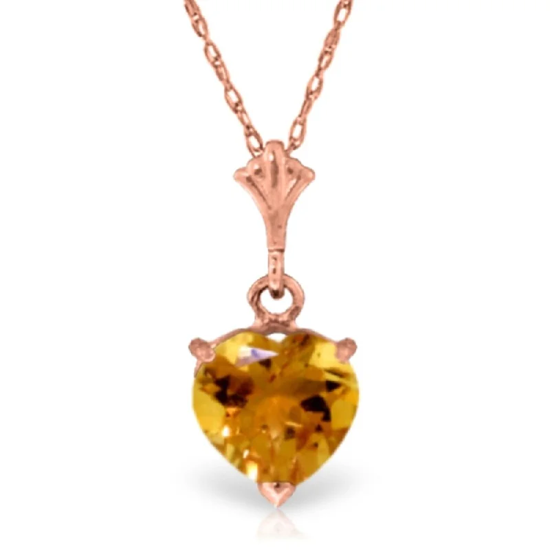 boho style pendant necklace-1.15 Carat 14K Rose Gold Proud Heart Citrine Necklace