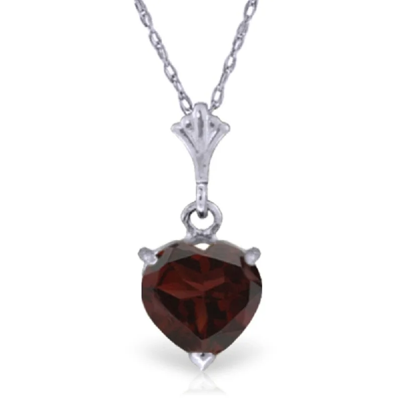 crystal gemstone necklace for healing-1.15 Carat 14K White Gold Life Turned Out Garnet Necklace