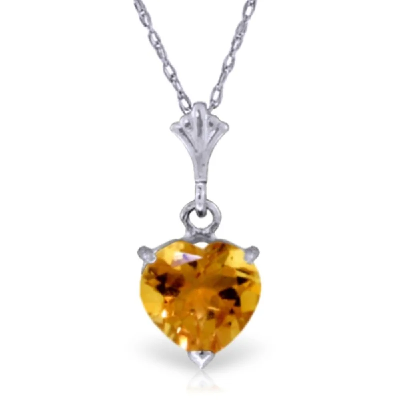 silver nameplate necklace for women-1.15 Carat 14K White Gold Poets Are Born Citrine Necklace