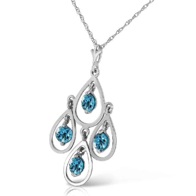 birthstone charm necklace for girls-1.2 Carat 14K Solid White Gold Call The Tune Blue Topaz Necklace