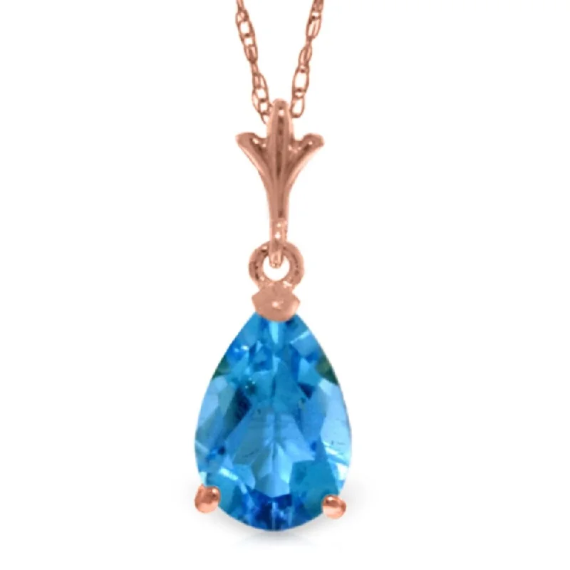 personalized silver name necklace-1.5 Carat 14K Rose Gold Pear Blue Topaz Necklace