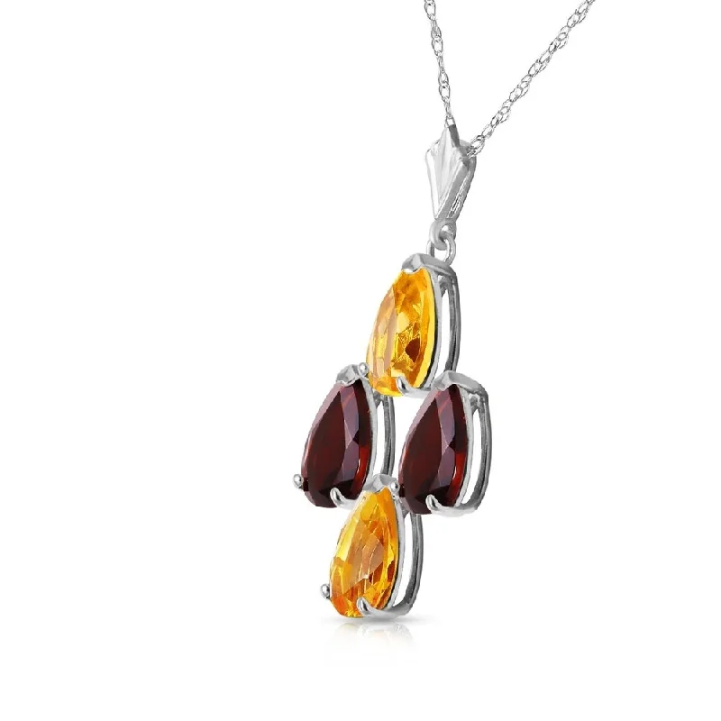 gold leaf pendant necklace for women-1.5 Carat 14K Solid White Gold I Get A Feeling Citrine Garnet Necklace