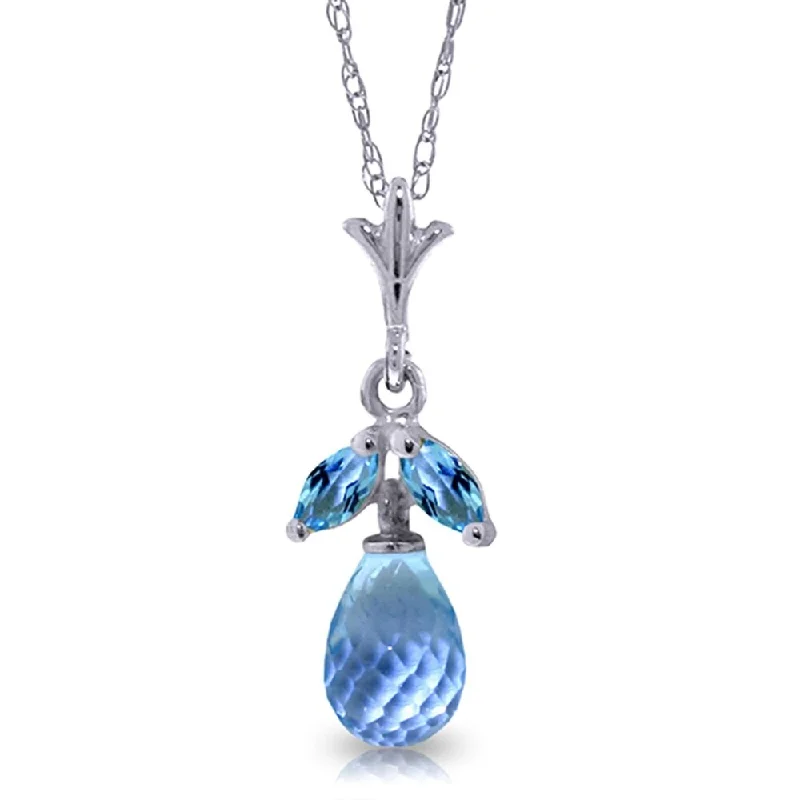 large pendant necklace for men-1.7 Carat 14K White Gold Will Return Blue Topaz Necklace