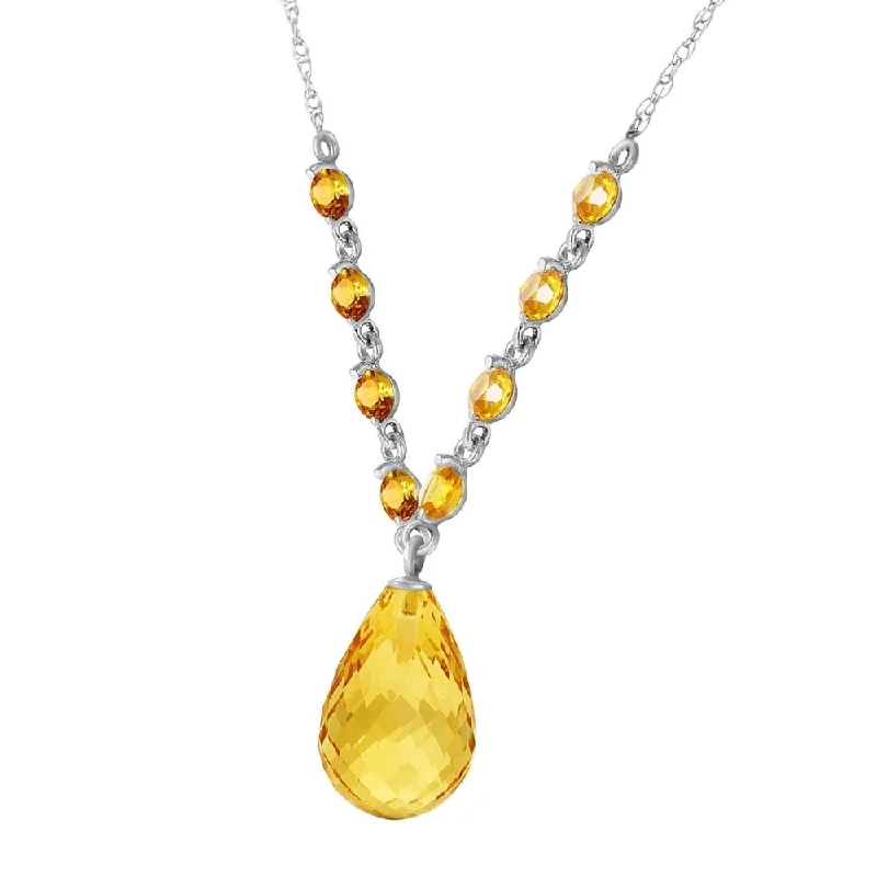 birthstone necklace for wedding gifts-11.5 Carat 14K Solid White Gold Strong Chain Citrine Necklace