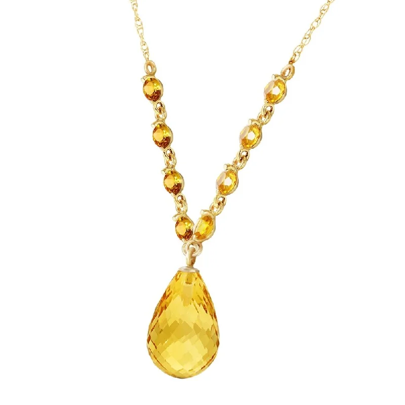 silver plated pendant necklace for men-11.5 CTW 14K Solid Gold Impossible Otherwise Citrine Necklace