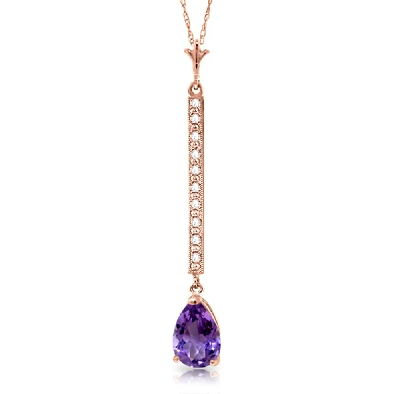 love knot necklace for women-14K Rose Gold Diamond & Amethyst Necklace Jewelry