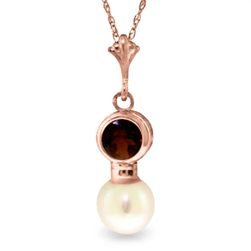 delicate moonstone necklace-14K Rose Gold Necklace w/ Garnet & Pearl