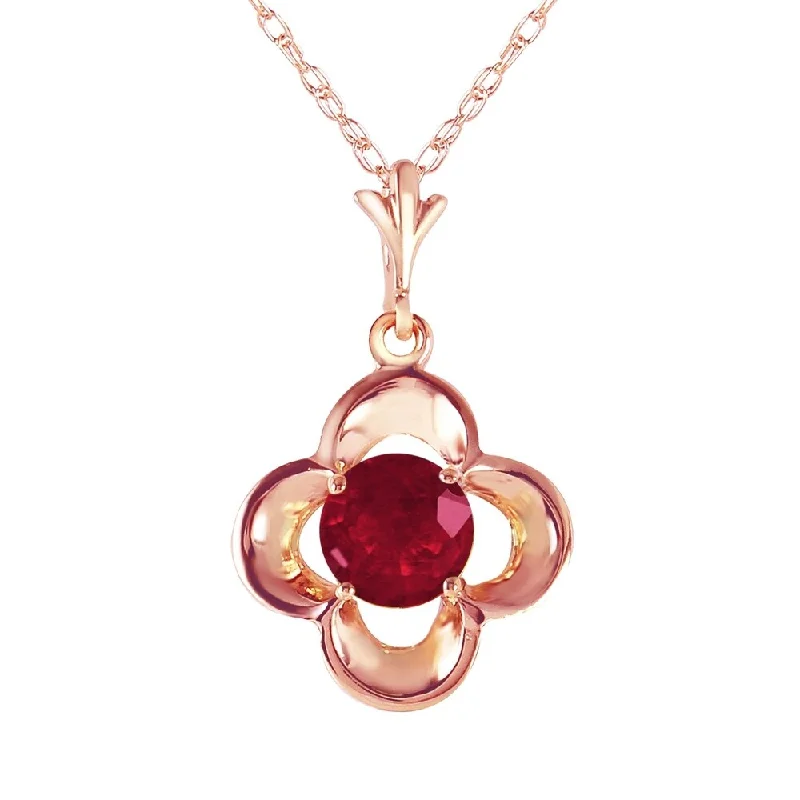 large statement necklace for women-14K Rose Gold Ruby Necklace Gemstone Series Limited Edition