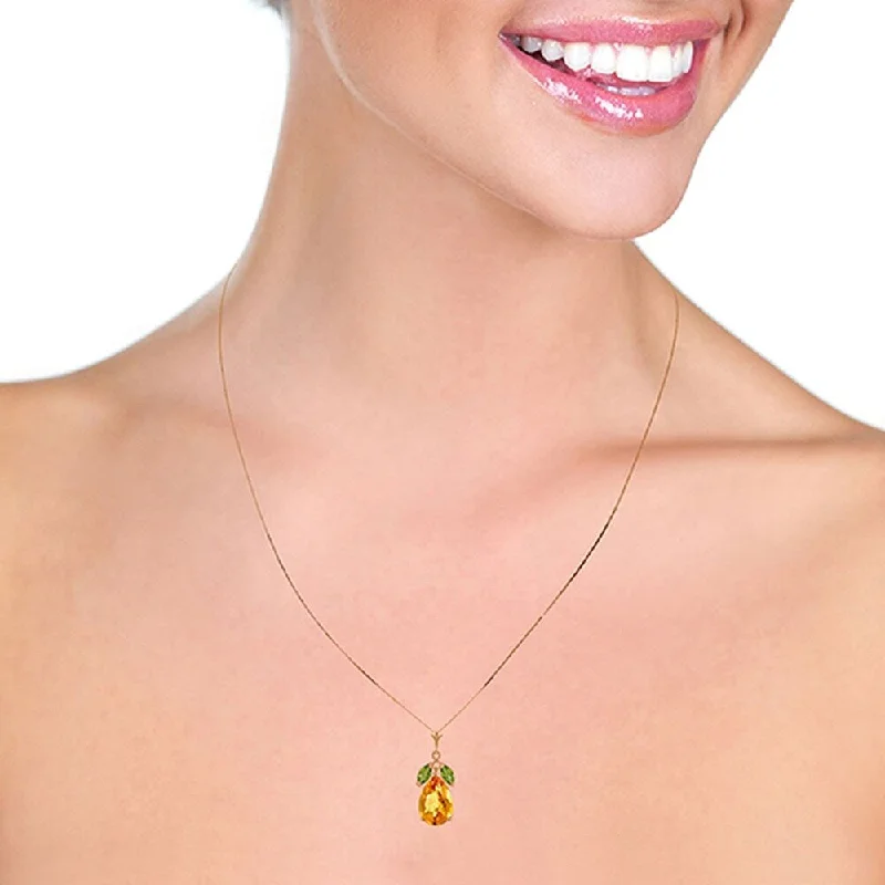 multi-strand necklace for women-14K Solid Rose Gold Necklace with Citrine & Peridots