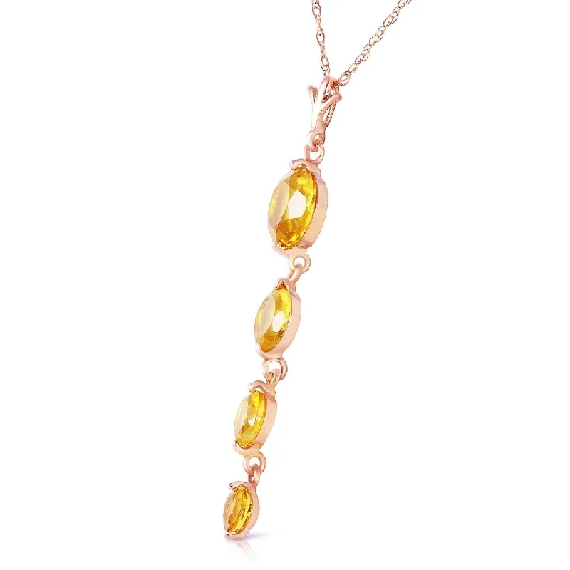 trendy rhinestone necklace for women-14K Solid Rose Gold Necklace with Natural Citrines