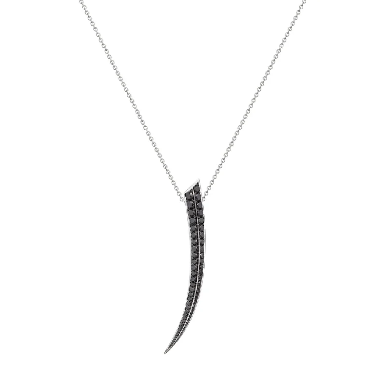 mother’s birthstone necklace-Sabre Fine Medium Necklace - 18ct White Gold & Black Diamond