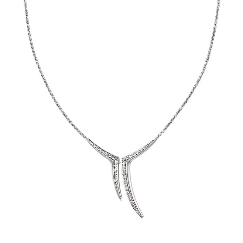 trendy choker necklace for teens-Sabre Fine Aerial Small Necklace - 18ct White Gold and Diamond