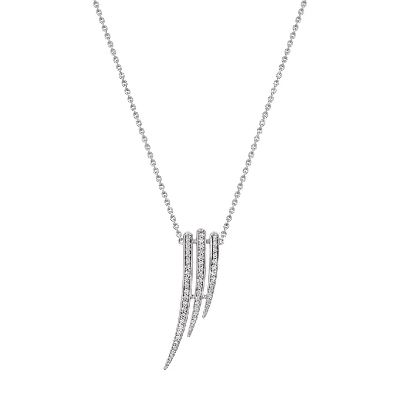 leather pendant necklace for women-Armis Cascade Necklace - 18ct White Gold & Diamond Pavé