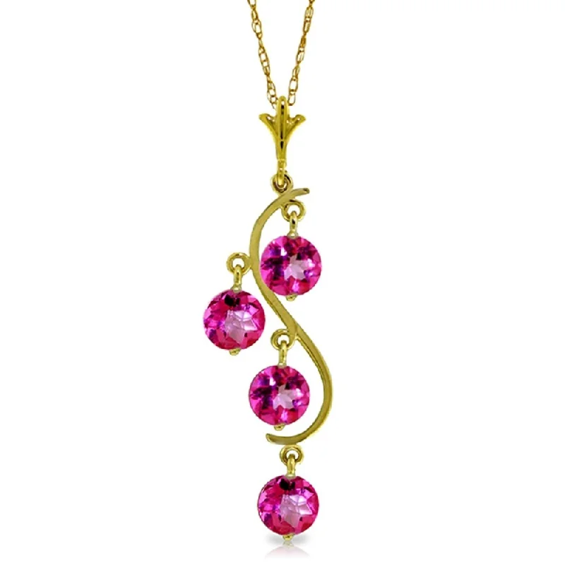 romantic couple’s name necklace-2.25 Carat 14K Gold Depth Pink Topaz Necklace