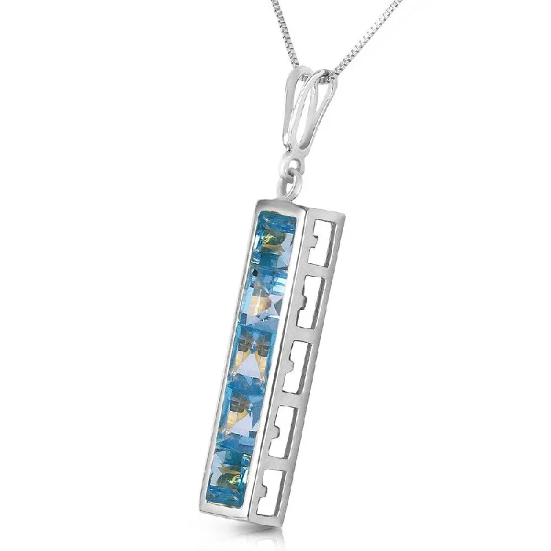 custom charm necklace for gifts-2.25 Carat 14K Solid White Gold Caution To Wind Blue Topaz Necklace