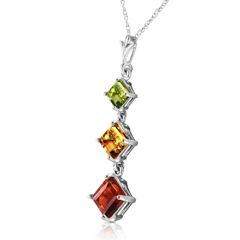 chunky gold chain necklace for women-2.4 Carat 14K Solid White Gold Necklace Peridot, Citrine Garnet