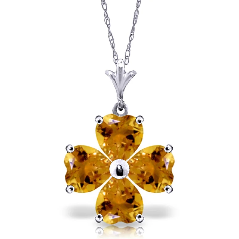 boho moon necklace for women-3.8 Carat 14K Solid Gold Flower Heart Cluster Citrine Necklace