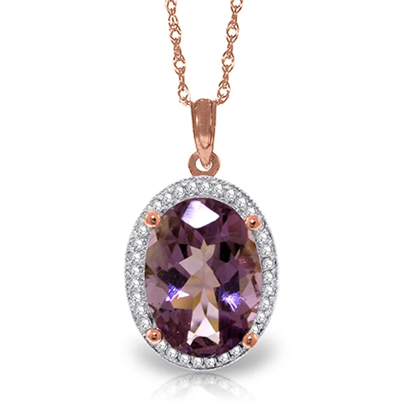 cubic zirconia necklace for wedding-5.28 Carat 14K Solid Gold Loren Amethyst Diamond Gemstone Necklace