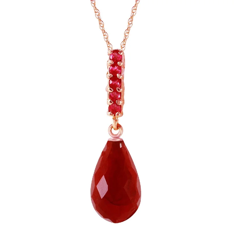 boho moon necklace for women-9 Carat 14K Solid Gold Gemstone Necklace Briolette Drop Ruby