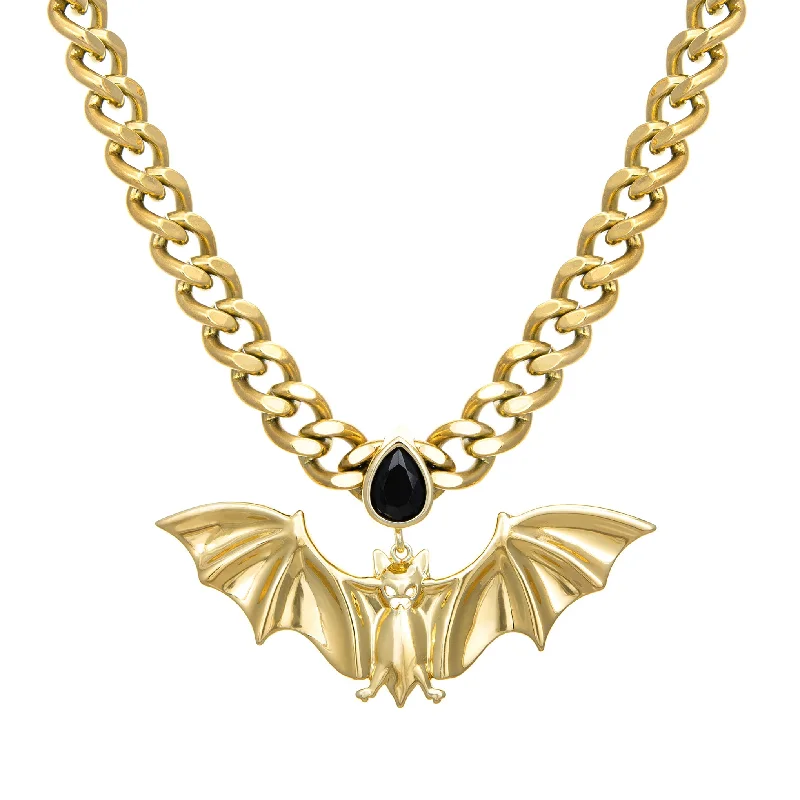 fashion statement necklace for girls-Bat Necklace