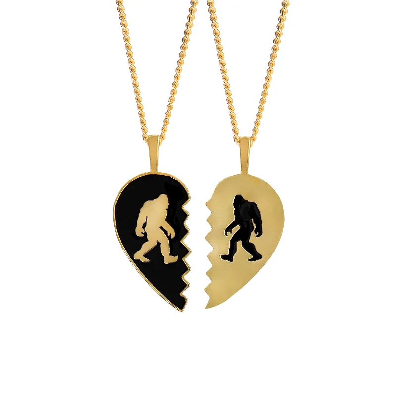 vintage gold pendant necklace-Bigfoot to My Yeti BFF Necklaces