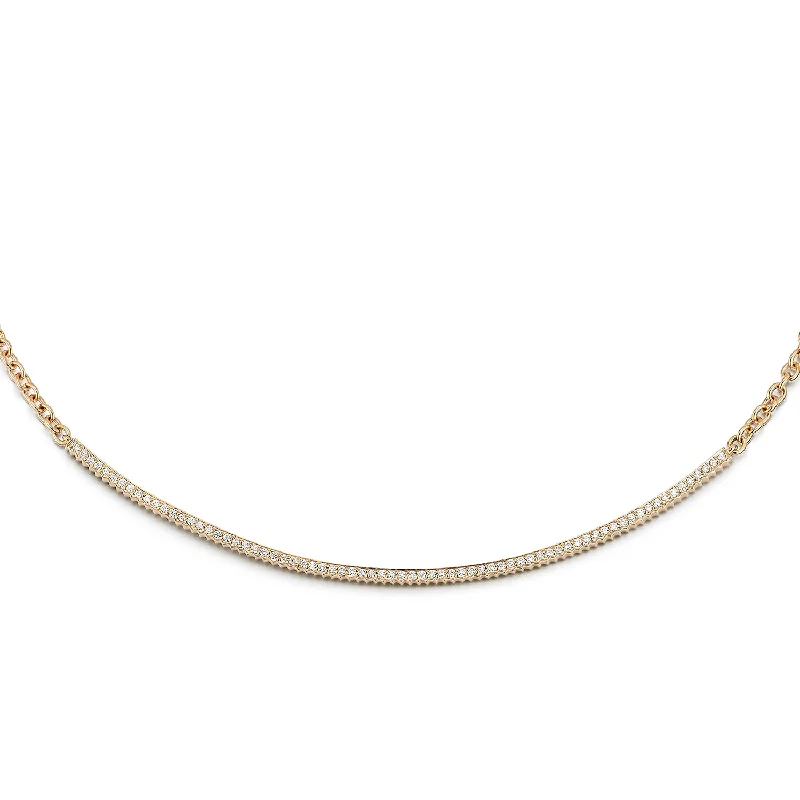 men’s long chain necklace-CLIVE 18K DIAMOND FLUTED BAR NECKLACE