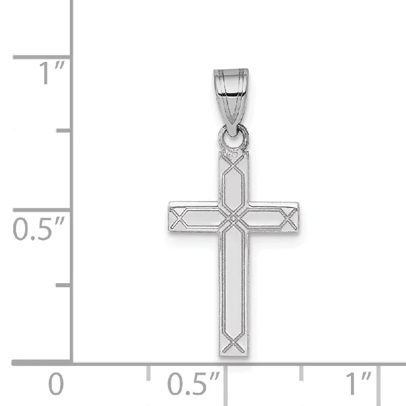 personalized engraving necklace for men-Diamond2Deal 14K White Gold Cross Pendant (L- 25 mm, W- 12 mm)