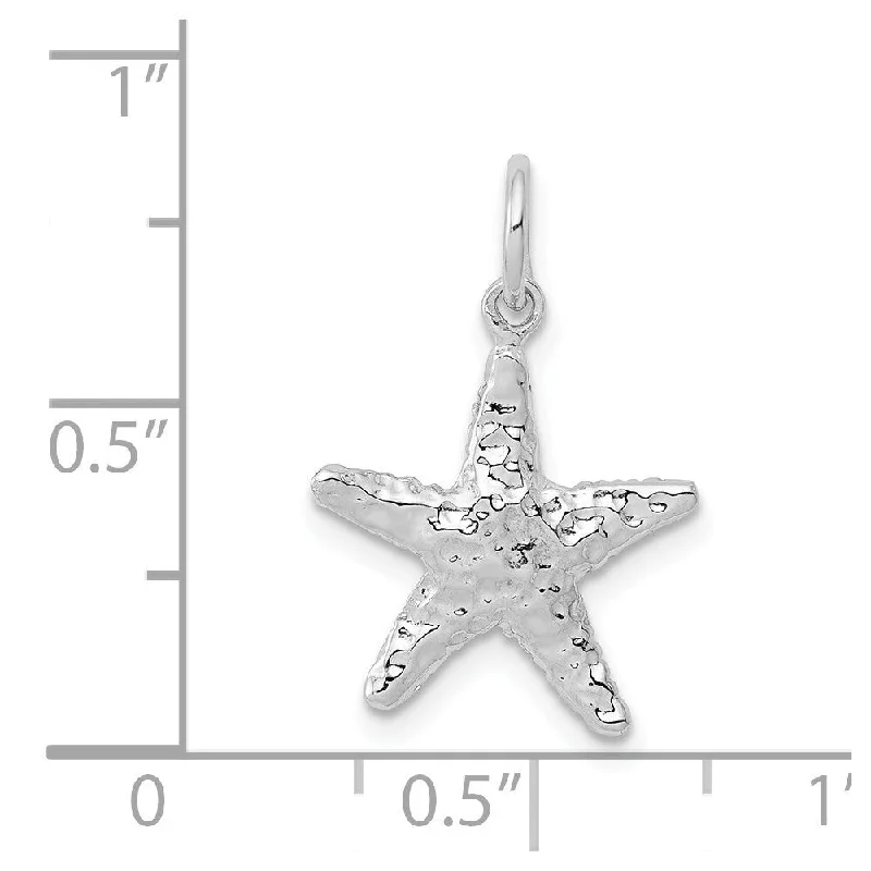 cubic zirconia necklace for wedding-Diamond2Deal 14K White Gold Dimensional Starfish Pendant (L- 21 mm, W- 14 mm)