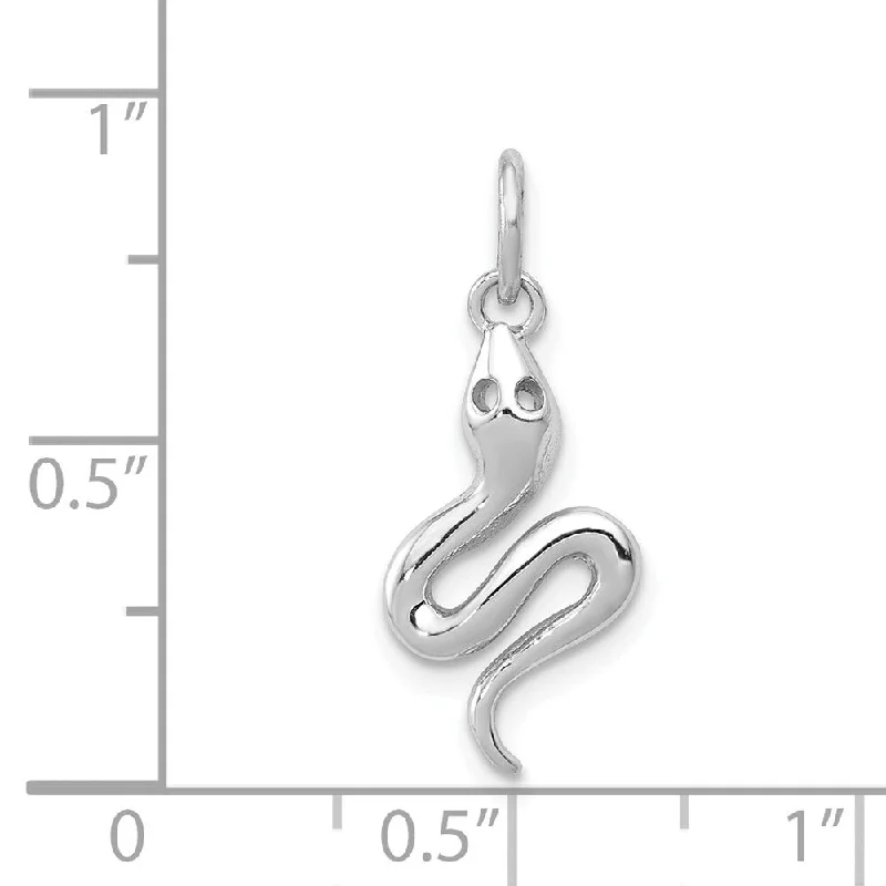 custom initial necklace for girls-Diamond2Deal 14K White Gold Polished Snake Pendant (L- 21 mm, W- 9 mm)