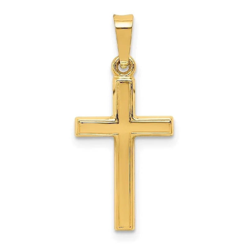 star pendant necklace for girls-Diamond2Deal 14K Yellow Gold Diamond-cut Small Hollow Cross Pendant (L- 25 mm, W- 11 mm)