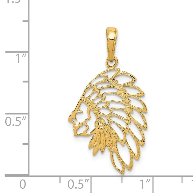 gold chain pendant necklace-Diamond2Deal 14K Yellow Gold Head Dress Pendant (L- 28 mm, W- 16 mm)