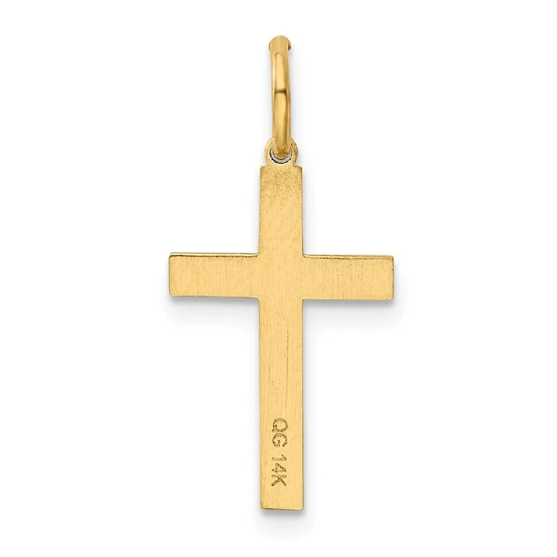 retro gold necklace for women-Diamond2Deal 14K Yellow Gold Laser Designed Cross Pendant (L- 21 mm, W- 11 mm)