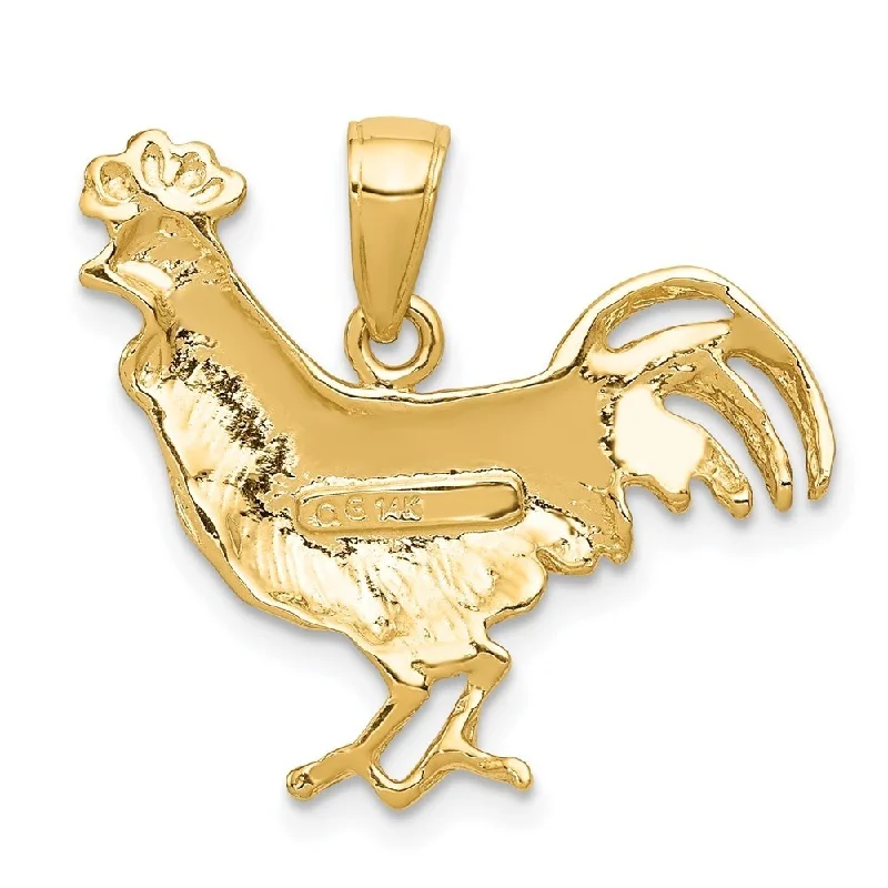 simple silver pendant necklace-Diamond2Deal 14K Yellow Gold Rooster Pendant (L- 21 mm, W- 23 mm)