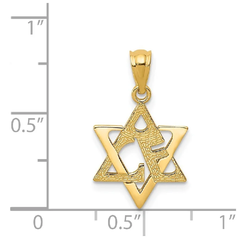 men’s gold cross necklace-Diamond2Deal 14K Yellow Gold Star of David Pendant (L- 21 mm, W- 13 mm)