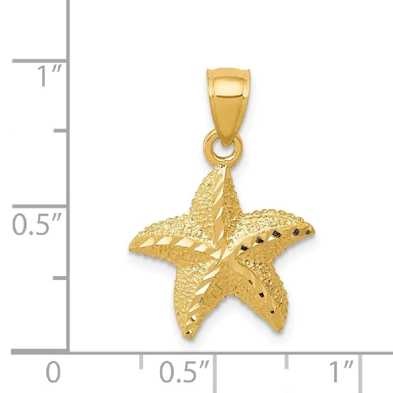 elegant crystal necklace for brides-Diamond2Deal 14K Yellow Gold Starfish Pendant (L- 23 mm, W- 16 mm)