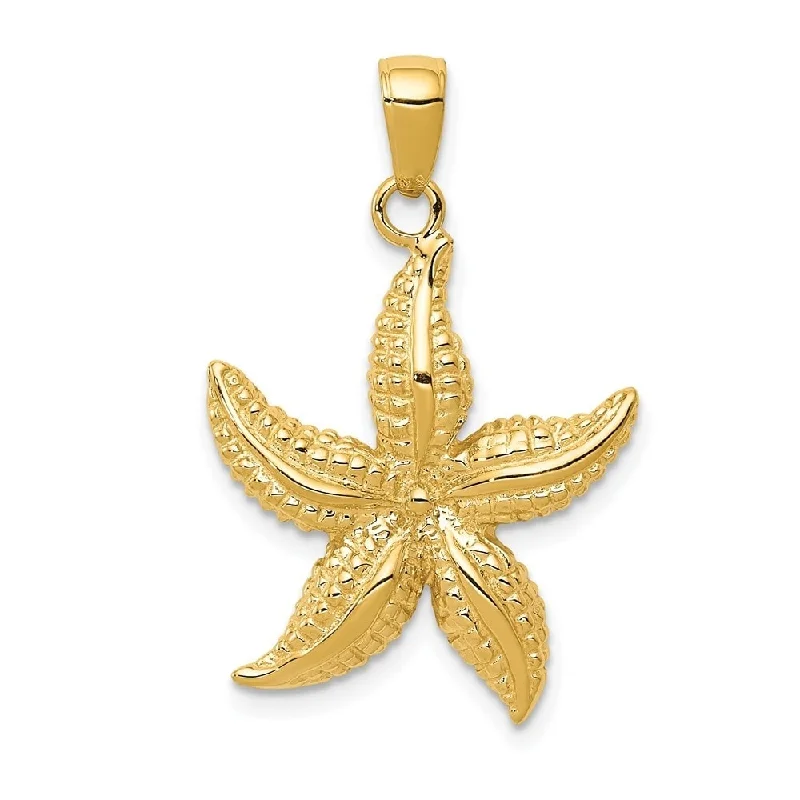 luxury chain necklace for women-Diamond2Deal 14K Yellow Gold Starfish Pendant (L- 28 mm, W- 20 mm)