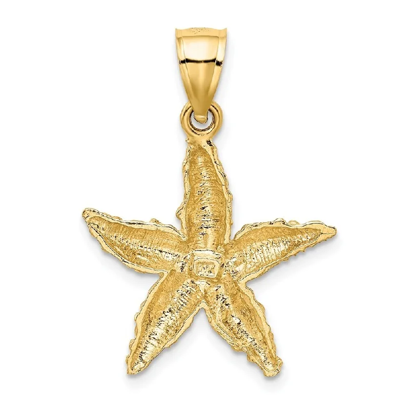 gold plated pendant necklace for girls-Diamond2Deal 14K Yellow Gold Starfish Pendant (L- 29 mm, W- 21 mm)