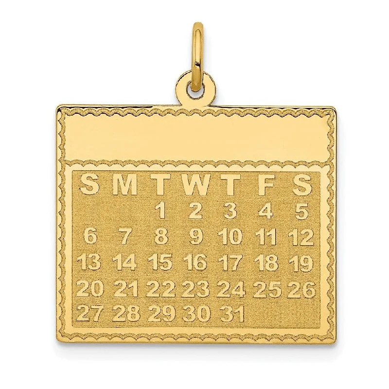 men’s cross necklace for gifts-Diamond2Deal 14K Yellow Gold Tuesday the First Calendar Pendant (L- 26 mm, W- 22 mm)