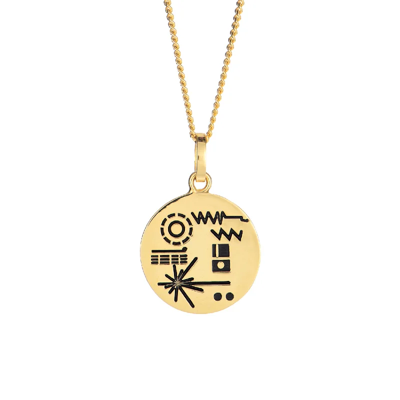 men’s sterling silver necklace-Golden Record Necklace