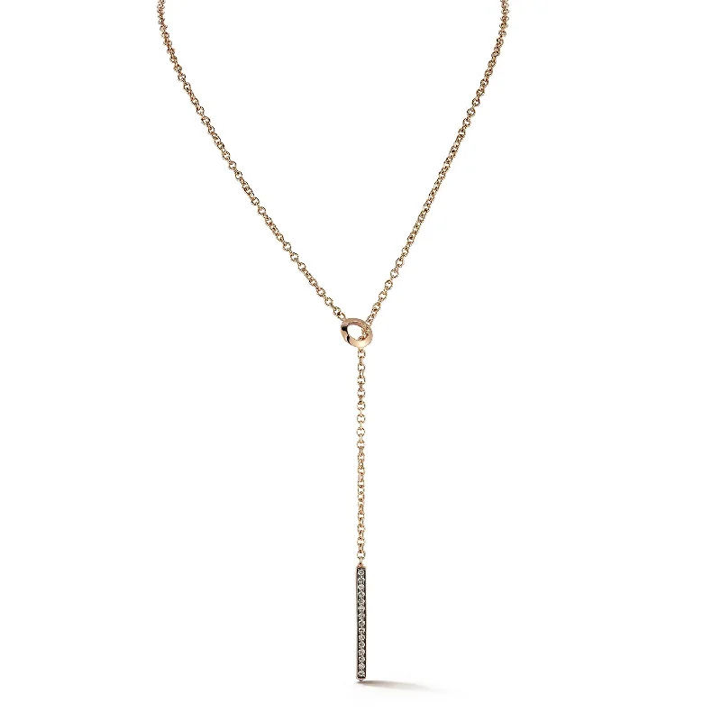 rose gold bar necklace for women-GRANT 18K GOLD AND CHAMPAGNE DIAMOND BAR NECKLACE