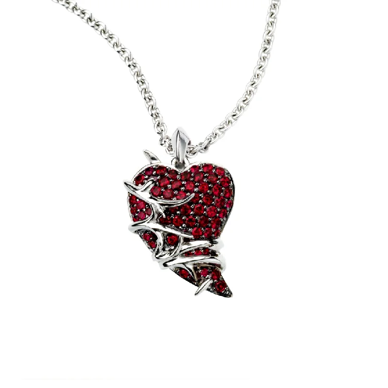 men’s long chain necklace-Impassioned Necklace - 18ct White Gold & Ruby