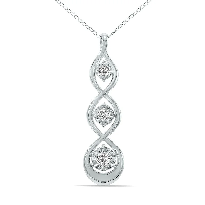 mother’s birthstone necklace-Marquee 1/3 CTW Three Stone Lab Grown Diamond Pendant in 10K White Gold (F-G Color, VS1- VS2 Clarity)