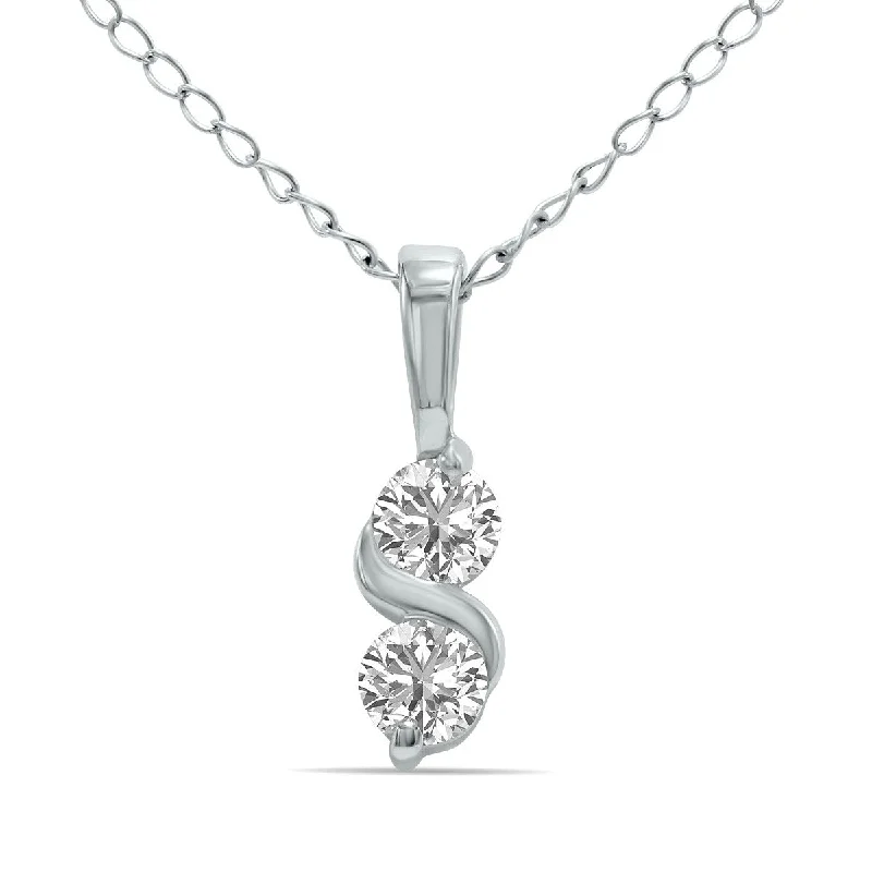 long beaded necklace for women-Marquee 1/5 CTW Infinity Lab-Grown Diamond Pendant in 10K White Gold (F-G Color, VS1- VS2 Clarity)