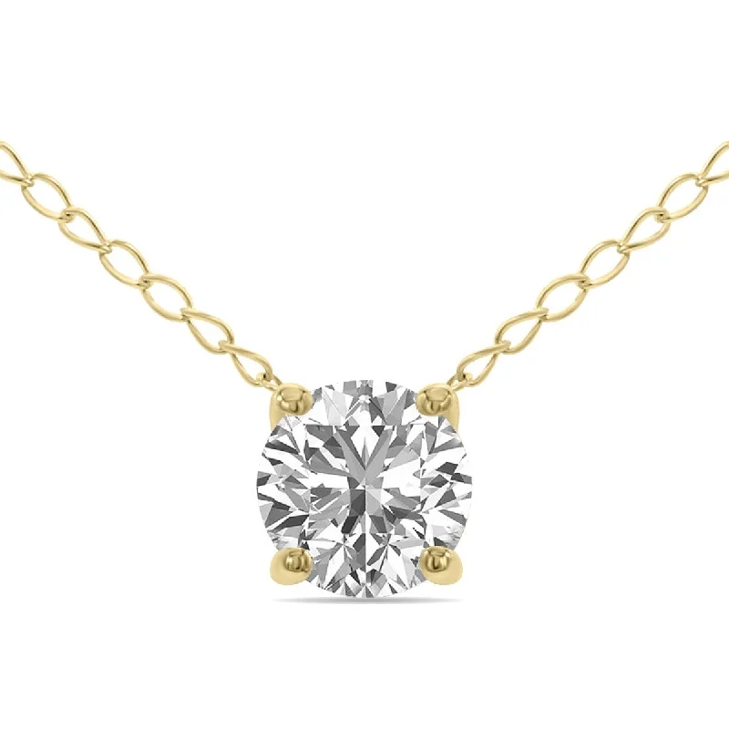 custom infinity necklace-Marquee Lab Grown 1/2 Carat Floating Round Diamond Solitaire Pendant in 14K Yellow Gold (F-G Color, VVS1-VVS2 Clarity)