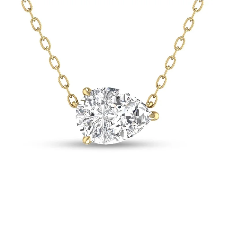 bohemian crystal pendant necklace-Marquee Lab Grown 1/4 Carat Floating Pear Shaped Diamond Solitaire Pendant in 14K Yellow Gold