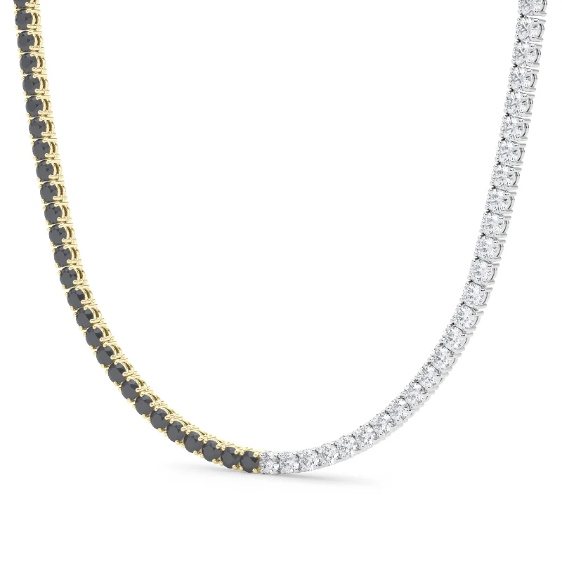 elegant gold coin necklace-Men’s Black & White Diamond Tennis Necklace