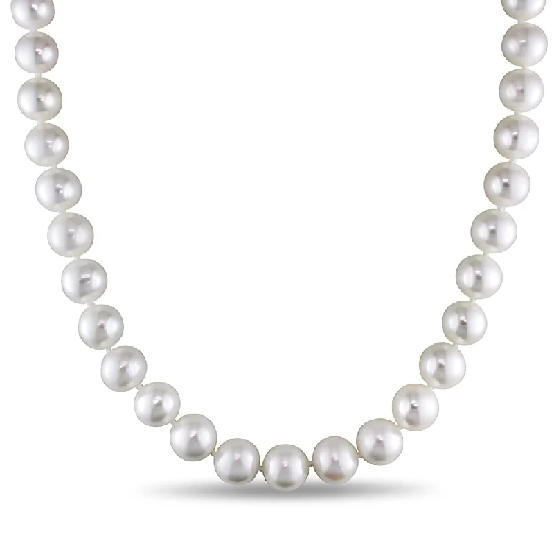 large pendant necklace for men-Miadora 14k White Gold Cultured Freshwater Pearl Strand and Diamond Accent 18 inch Necklace (11.5-12.5mm)