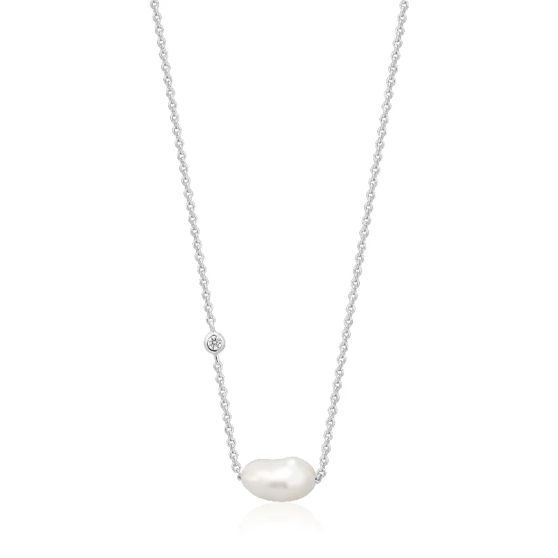 diamond heart necklace for engagement-PEARL NECKLACE