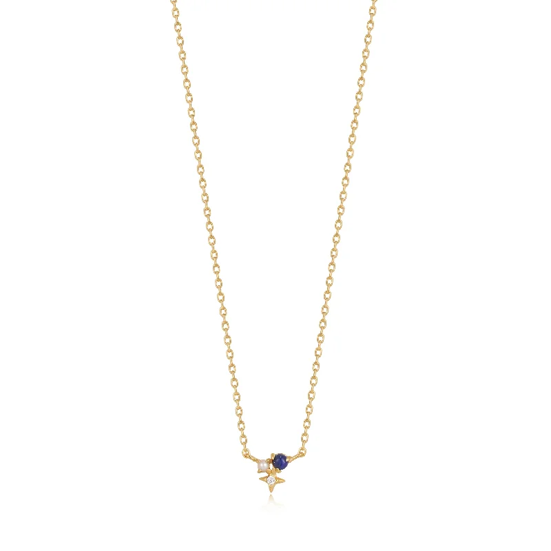 retro-inspired necklace for women-Lapis Star Necklace